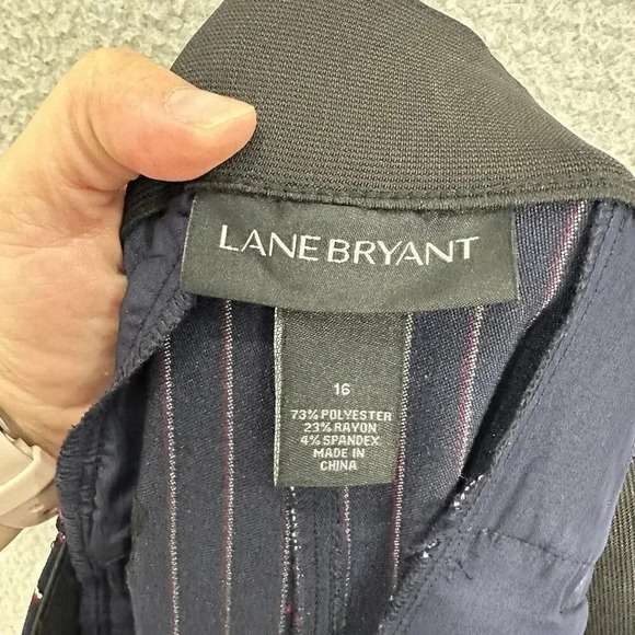 Lane Bryant pants womens 16 blue pinstripe high rise tapered leg preppy nautical - Picture 6 of 7